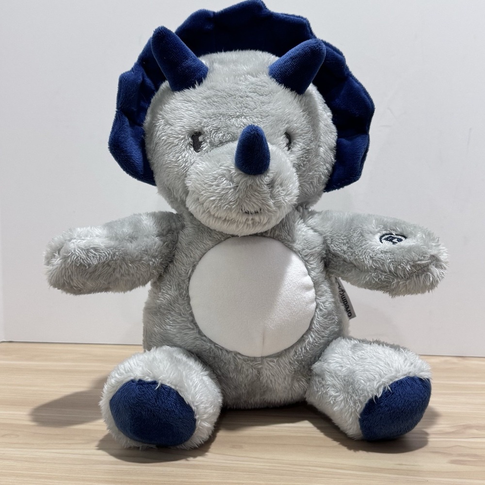 DreamGro Dino Rhino Gray Blue Plush Color Changing Light Tummy Glows NO Music
